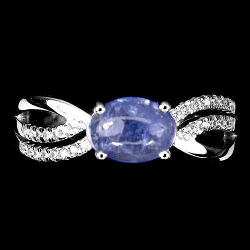 Tansanit cabochon ring 925 - tansanit,