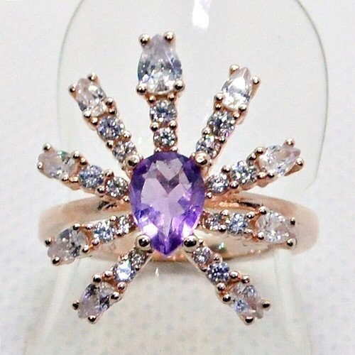 Tropfen amethyst ring - tropfen, cz