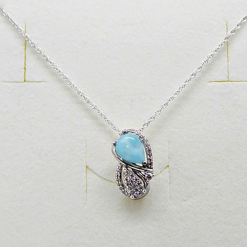 Cabochon larimar anhänger - larimar, cz