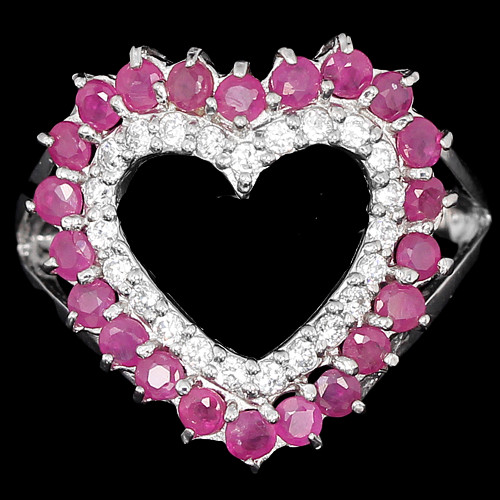 Rubin herz ring 925 silber - herz,