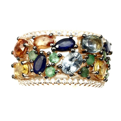 Saphir smaragd ring 925 - saphir,