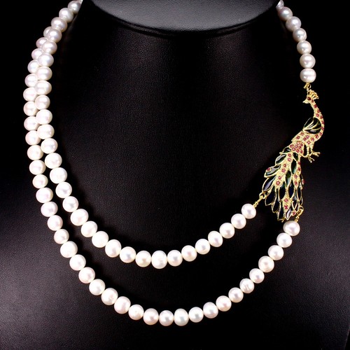 Perle rubin pfau collier - perle,