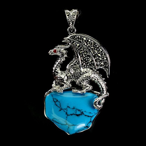 Türkis rubin markasit - türkis, drache