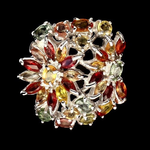 Saphir blumen ring - saphir, 925