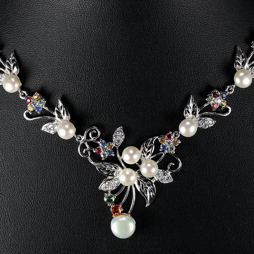 Saphir perle collier halskette - collier,