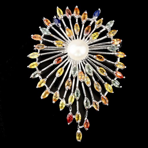 Saphir perle brosche - brosche, 925
