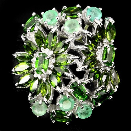 Chromdiopsid smaragd ring - smaragd, 925
