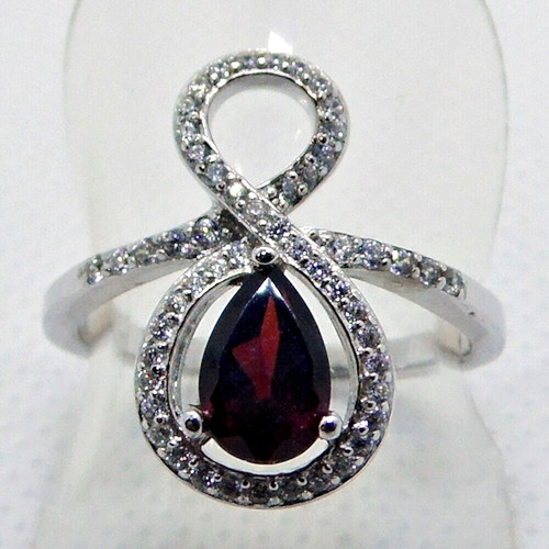 Tropfen granat zirkonia ring - zirkonia,