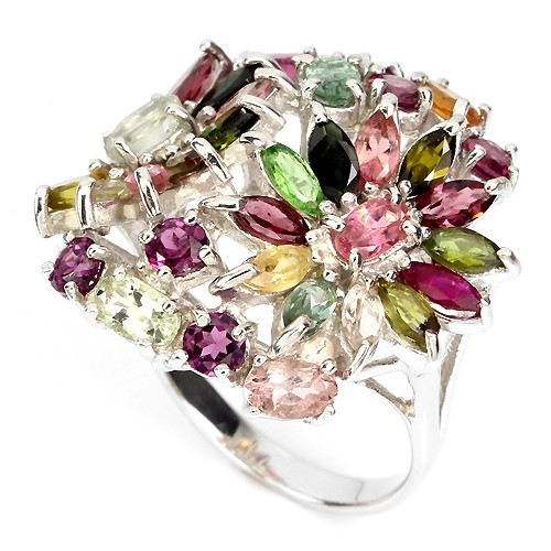 Turmalin blumen ring 925 - ring,