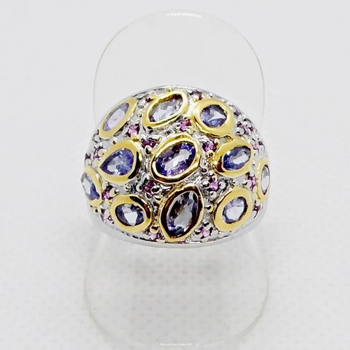 Tansanit rhodolith ring 925 - rhodolith,