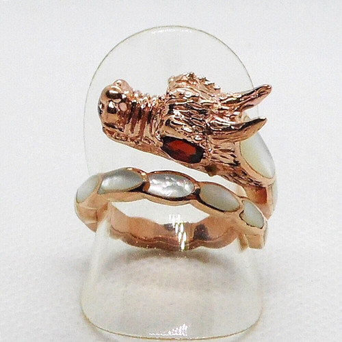 Perlmutt granat ring drachen - granat,