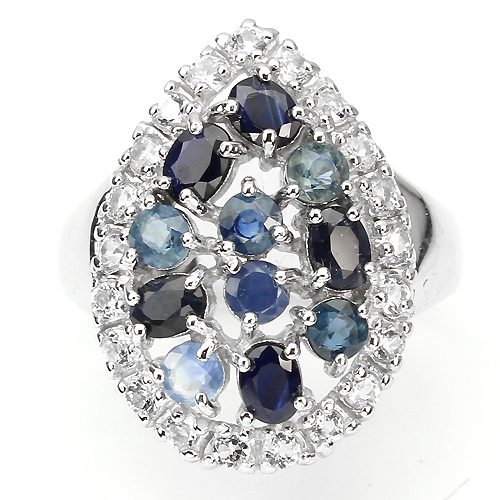 Saphir weißtopas ring 925 - saphir,