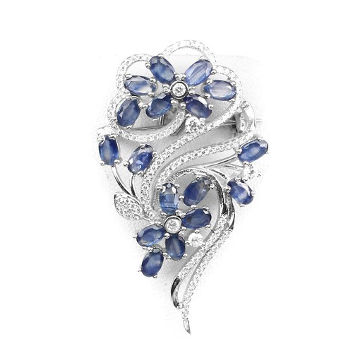 Saphir blumen brosche 925 - saphir,