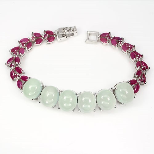 Rubin chalzedon armband 925 - rubin,