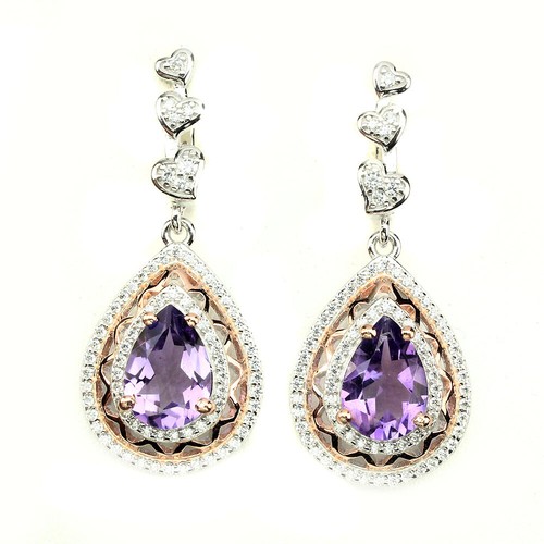 Amethyst herz ohrringe - ohrringe, 925